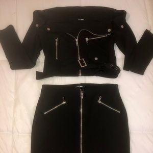 Black 2-Piece Cropped off the shoulder & skirt